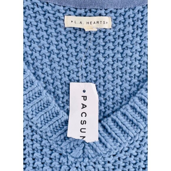 PacSun L.A. Hearts Womens Blue V-Neck Knit Sweater size Large NWT Acrylic - Picture 2 of 5